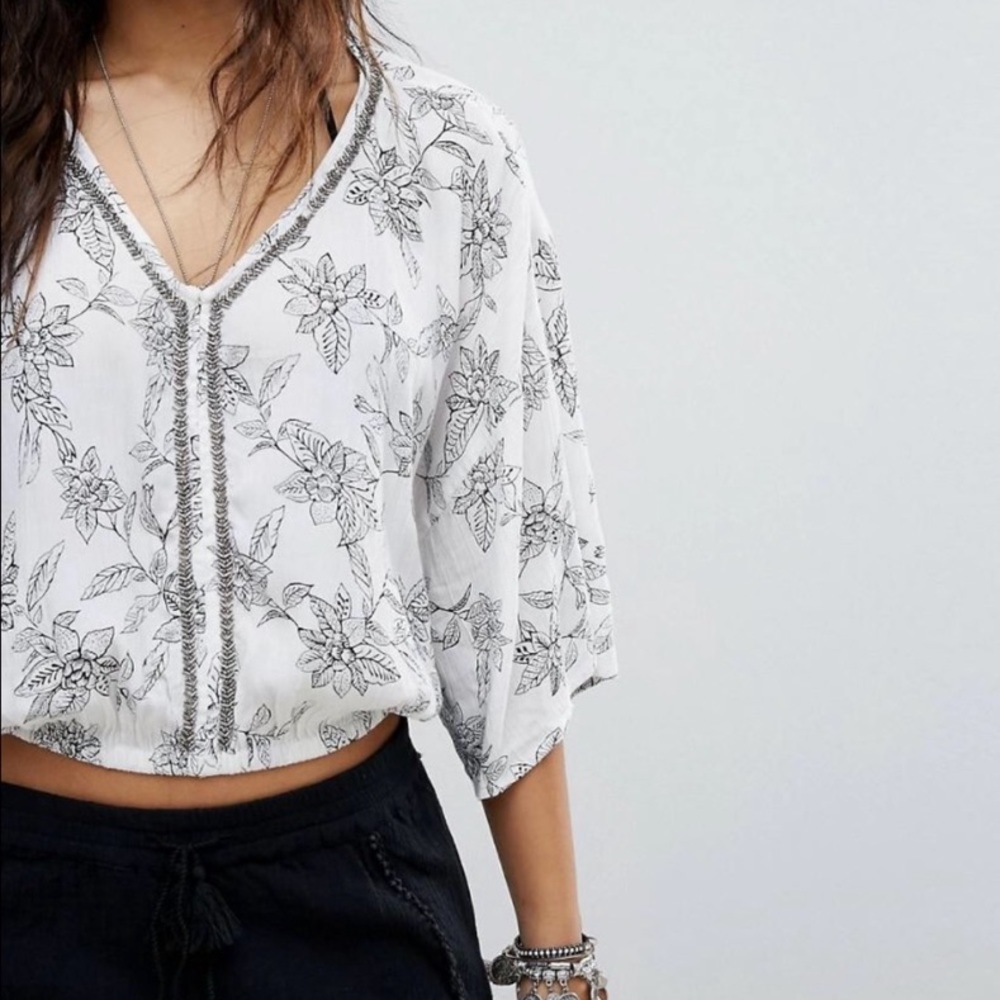 AMUSE SOCIETY Moon Dancer floral beaded top